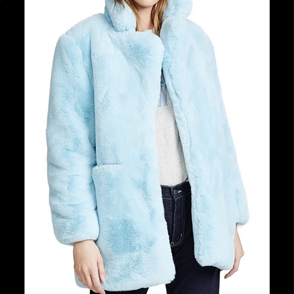 Powder blue Apparis faux fur coat